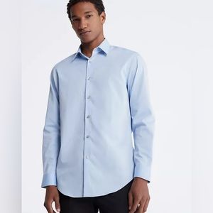 Calvin Klein Steel+ Regular Fit Herringbone Blue Button Down